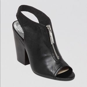 Vince Camuto Mozza Black Leather Zipper Peep Toe🖤